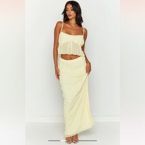 The moment yellow maxi skirt + top from beginning boutique